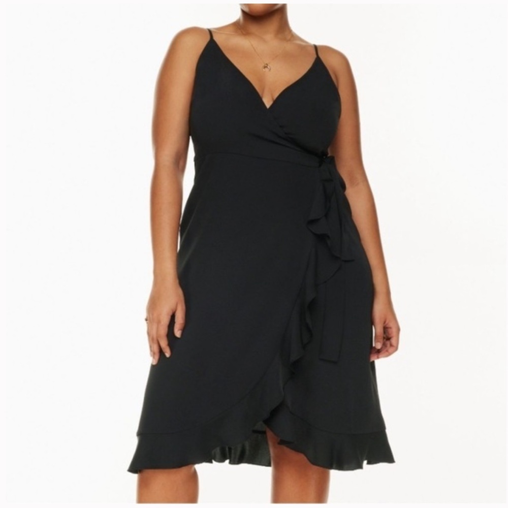 Aritzia Wilfred Solela Black Ruffle Wrap Dress